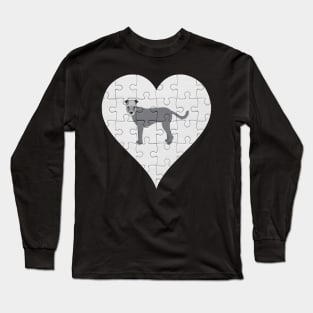 Wolfhound Heart Jigsaw Pieces Design - Gift for Wolfhound Lovers Long Sleeve T-Shirt